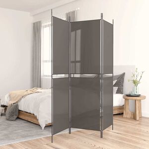 vidaXL Divisorio a 3 Pannelli Antracite 150x180 cm in Tessuto