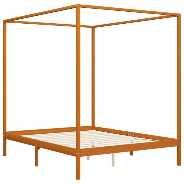 vidaXL Giroletto con Baldacchino 4 Cassetti in Legno di Pino 160x200cm