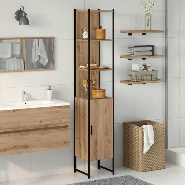 vidaXL Mobile da Bagno con porta rovere artigianale 33 x 33 x 185,5 cm
