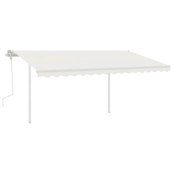 vidaXL Tenda da Sole Retrattile Manuale con Pali 4x3 m Crema