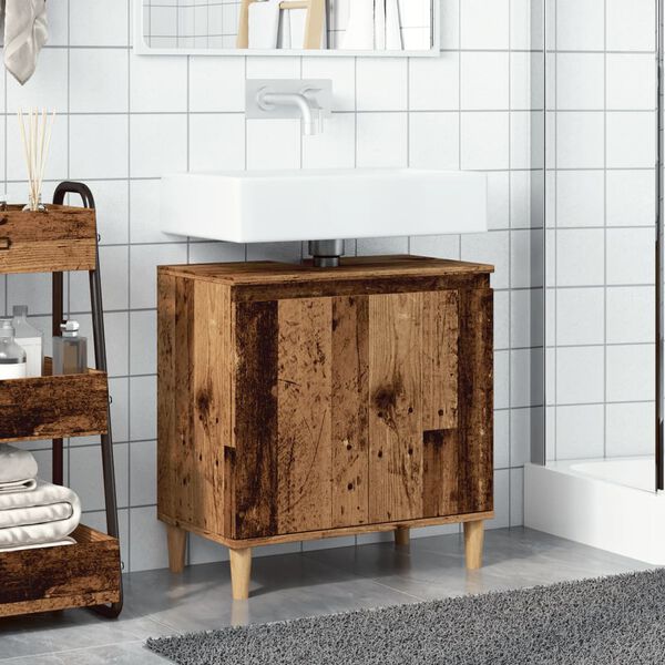 vidaXL Mobile Lavabo Legno Antico 58x33x60 cm in Legno Multistrato