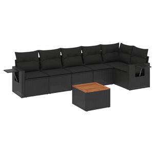 vidaXL Set Divani da Giardino con Cuscini 7pz Nero Polyrattan