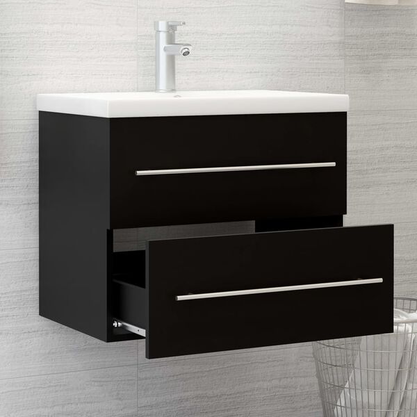 vidaXL Mobile Lavabo Nero 60x38,5x48 cm in Legno Multistrato