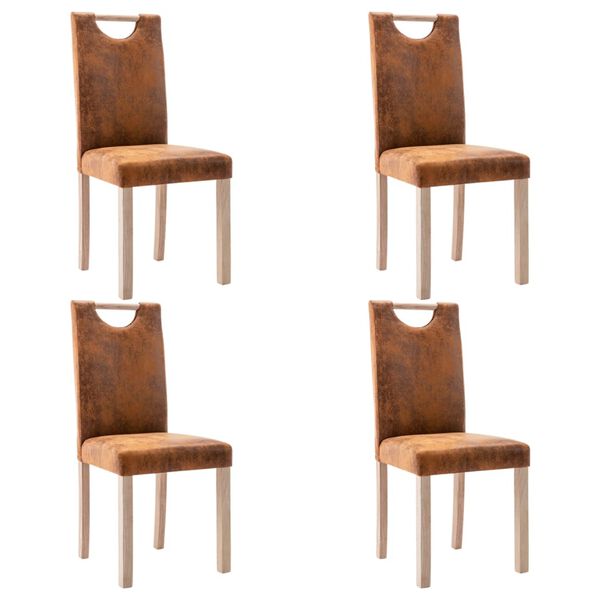 vidaXL Sedie da Pranzo 4 pz Marroni in Similpelle Scamosciata