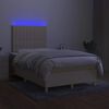 vidaXL Letto a Molle con Materasso e LED Crema 120x200cm in Tessuto