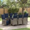 vidaXL Set di tavolo e sedie con cuscino 9 pcs Grigio Rattan in PE