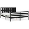 vidaXL Giroletto con Testiera Nero King Size in Legno Massello