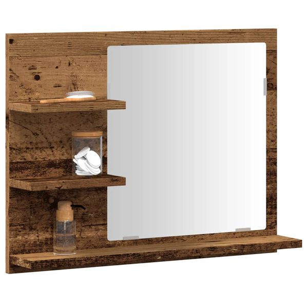 vidaXL Armadietto a Specchio da Bagno Legno Vecchio 60x10,5x45 cm