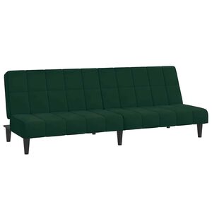 vidaXL Divano Letto a 2 Posti Verde Scuro in Velluto