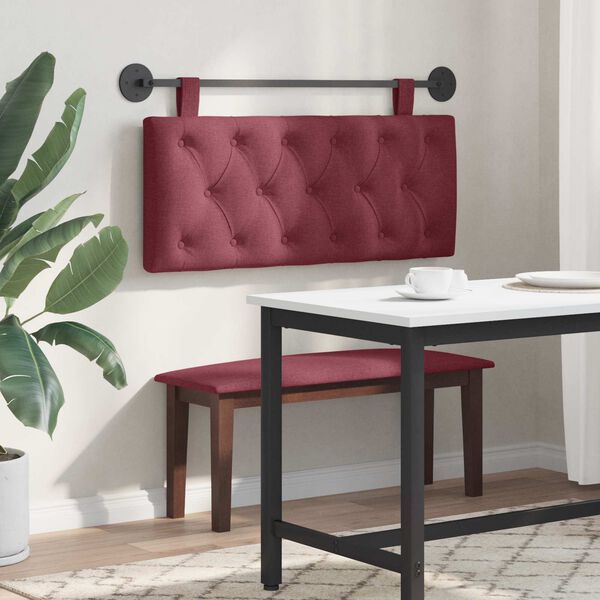 vidaXL Testata appesa Rosso Vino 110 x 55 x 7 cm Tessuto