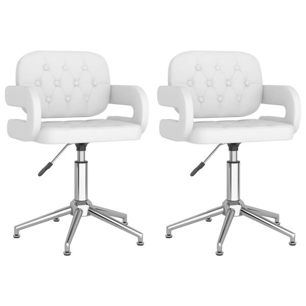 vidaXL Sedie da Pranzo Girevoli 2 pz Bianche in Similpelle