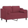 vidaXL Divano a 2 Posti con Cuscini Rosso Vino 120 cm in Tessuto