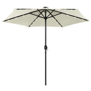 vidaXL Ombrellone con Luci a LED e Palo Alluminio 270 cm Bianco Sabbia