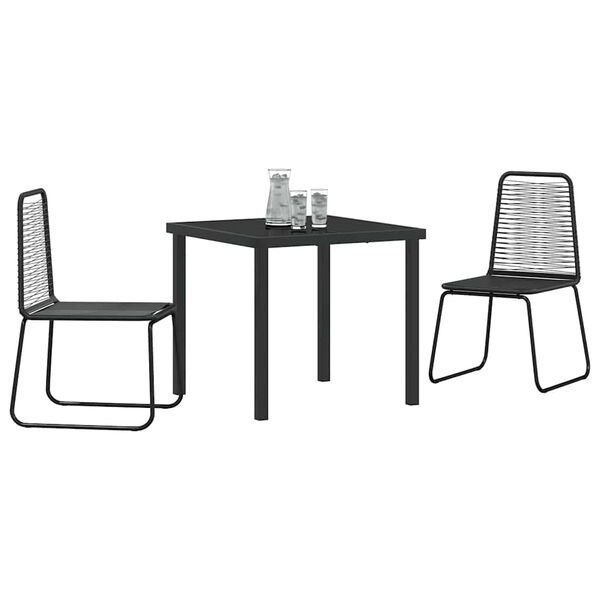 vidaXL Set da Pranzo per Giardino 3 pcs Nero