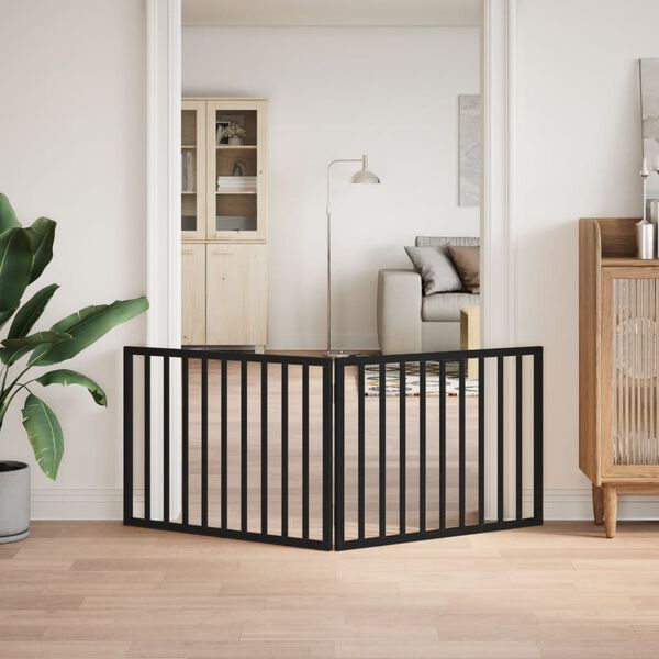 vidaXL Cancelletto per cani pieghevole 2 pannelli nero 160 cm in legno di pioppo
