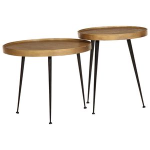 vidaXL Tavolini da Salotto 2 pz Oro in Legno Multistrato