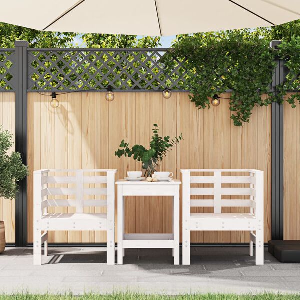 vidaXL Sedie da Giardino 2pz Bianche 61,5x53x71cm Legno Massello Pino