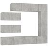 vidaXL Set di Mobili Porta TV 7 pz Grigio Cemento in Legno Multistrato