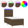 vidaXL Letto a Molle Materasso e LED Marrone Scuro 80x200cm in Tessuto