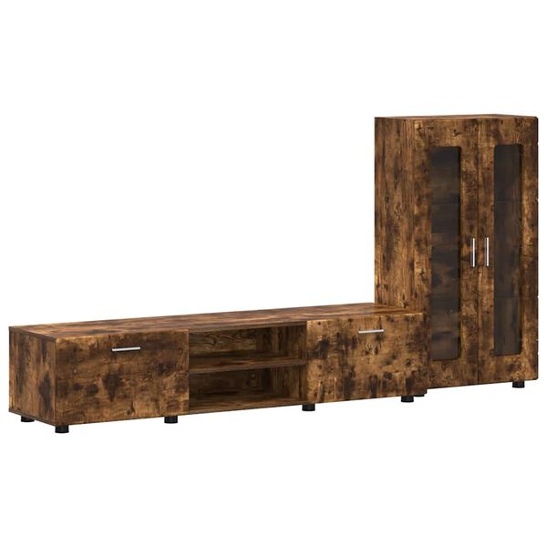 vidaXL Set mobile TV con cassetto FLORIN Rovere fum&eacute; Legno multistrato