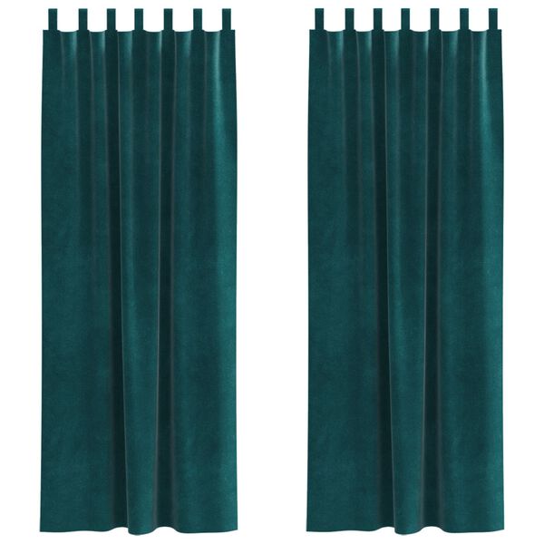 vidaXL Tende oscuranti 2 pcs Verde Scuro 140 x 260 cm Velluto