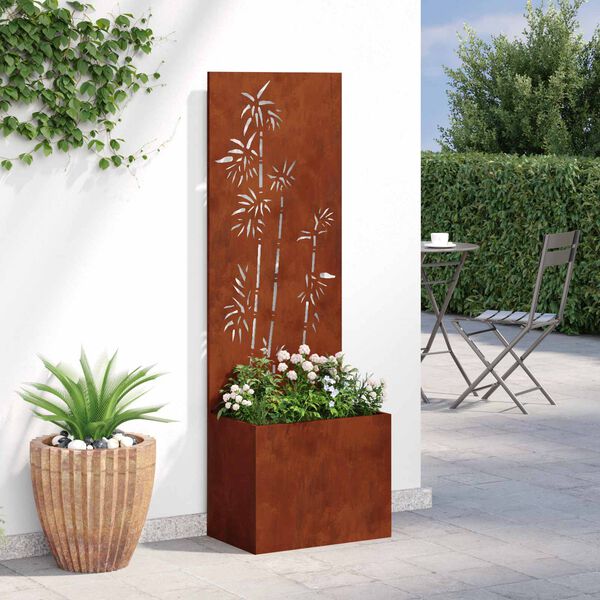 vidaXL Schermo per privacy in giardino Floreale Ruggine 50 x 140 cm