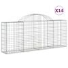 vidaXL Cesti Gabbioni ad Arco 14 pz 200x30x80/100 cm Ferro Zincato