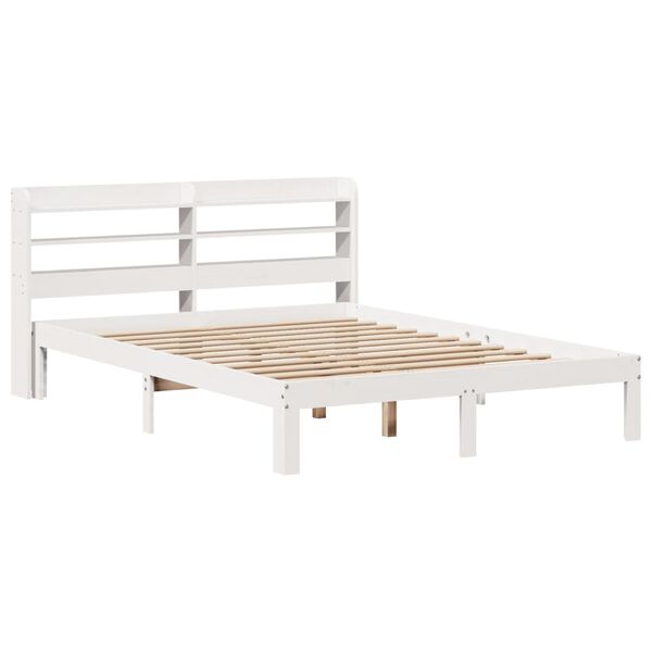 vidaXL Giroletto con Testiera Bianco 135x190 cm Legno Massello di Pino