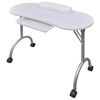 vidaXL Tavolo Pieghevole per Manicure con Rotelle Bianco