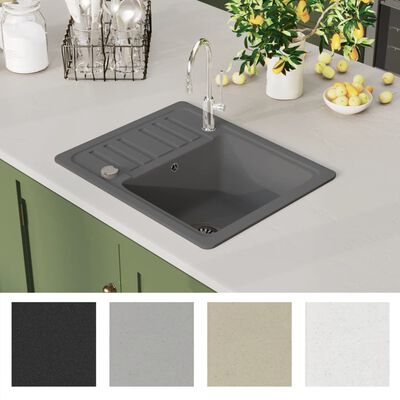 VidaXL Lavello da cucina in granito vasca singola grigio HomePage 