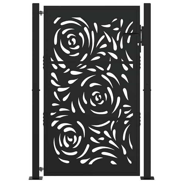 vidaXL Cancello da giardino nero 100x150 cm in acciaio con design a fiamma