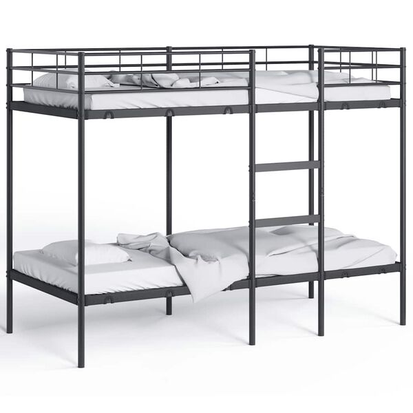 vidaXL Letto a Castello senza Materasso Nero 90x190 cm in Acciaio