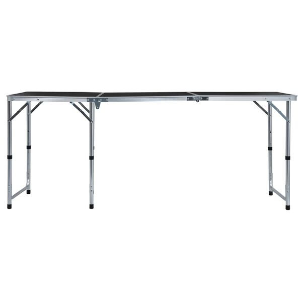 vidaXL Tavolo da Campeggio Pieghevole in Alluminio Grigio 180x60 cm