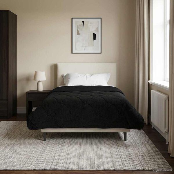 vidaXL Piumone Completo Annuale Trapuntato Nero 155 x 200 cm