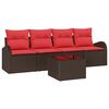 vidaXL Set Divano da Giardino 5 pz 4-Numero di posti Beige e Rosso