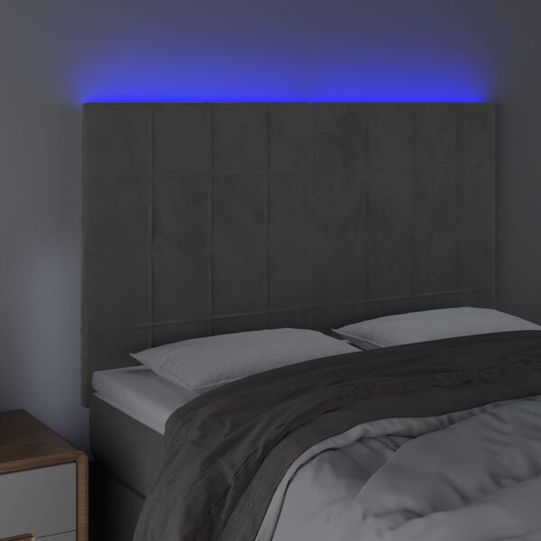 vidaXL Testiera a LED Grigio Chiaro 144x5x118/128 cm in Velluto
