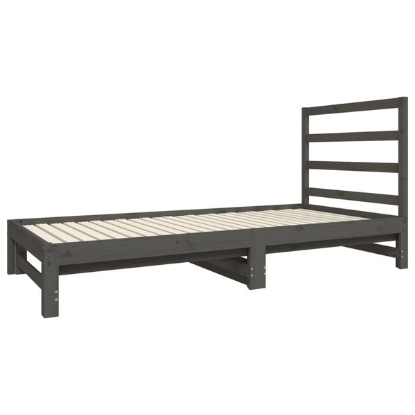 vidaXL Dormeuse Estraibile Grigia 2x(90x190) cm Legno Massello di Pino