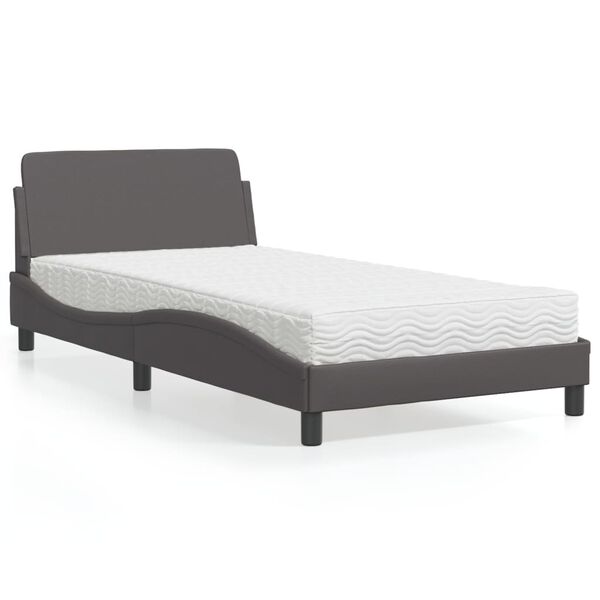 vidaXL Letto con Materasso Dover Grigio 100x200 cm in Similpelle