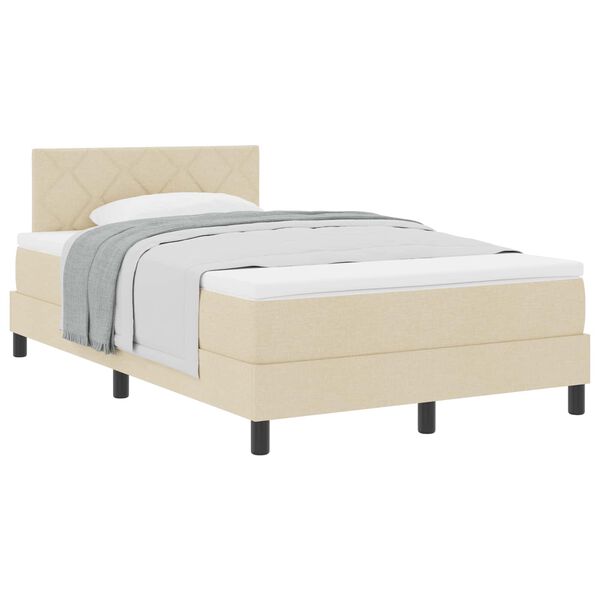 vidaXL Letto a molle con materasso Crema 120 x 190 cm Tessuto
