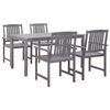vidaXL Set da Pranzo da Giardino 5 pz Grigio Legno Massello di Acacia