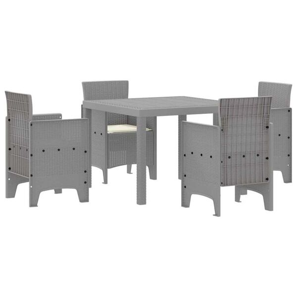vidaXL Set da Pranzo per Giardino 5 pcs Grigio chiaro Rattan Polt