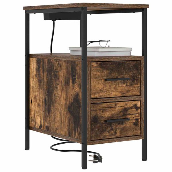 vidaXL Armadio da Notte Rovere fum&eacute; 30 x 48 x 61 cm Legno multistrato