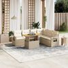 vidaXL Set Divani da Giardino 7 pz con Cuscini Beige in Polyrattan