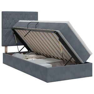 vidaXL Letto con contenitore e materasso Grigio Scuro 90 x 190 cm