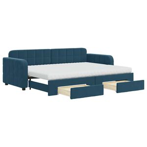 vidaXL Divano Letto Estraibile con Cassetti Blu 80x200 cm in Velluto