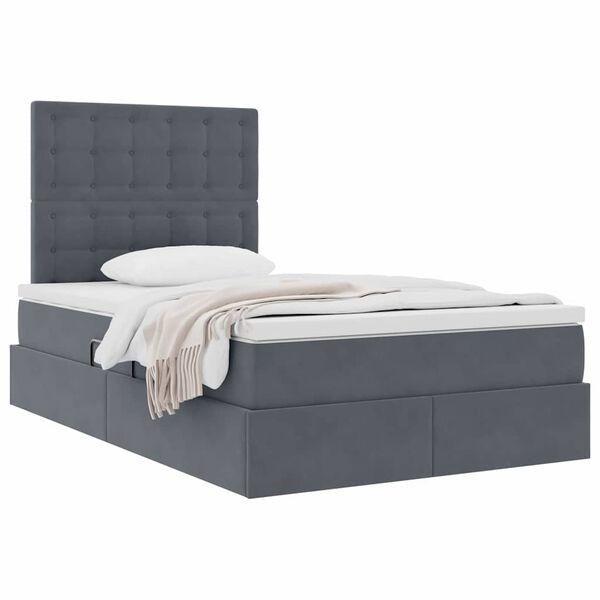vidaXL Letto con contenitore e materasso Grigio scuro 120 x 190 cm