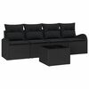 vidaXL Set Divano da Giardino 5 pz 4-Numero di posti Nero polyrattan