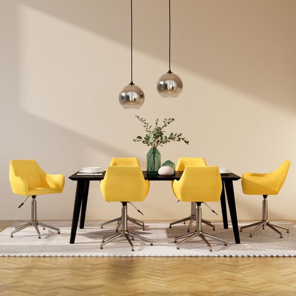 vidaXL Sedie da Pranzo Girevoli 6 pz Gialle in Tessuto