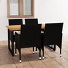 vidaXL Set da Pranzo per Giardino 5 pz con Cuscini in Polyrattan Nero
