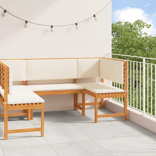 vidaXL Set Panchina da Giardino 3 pcs Marrone Legno di Acacia Massello